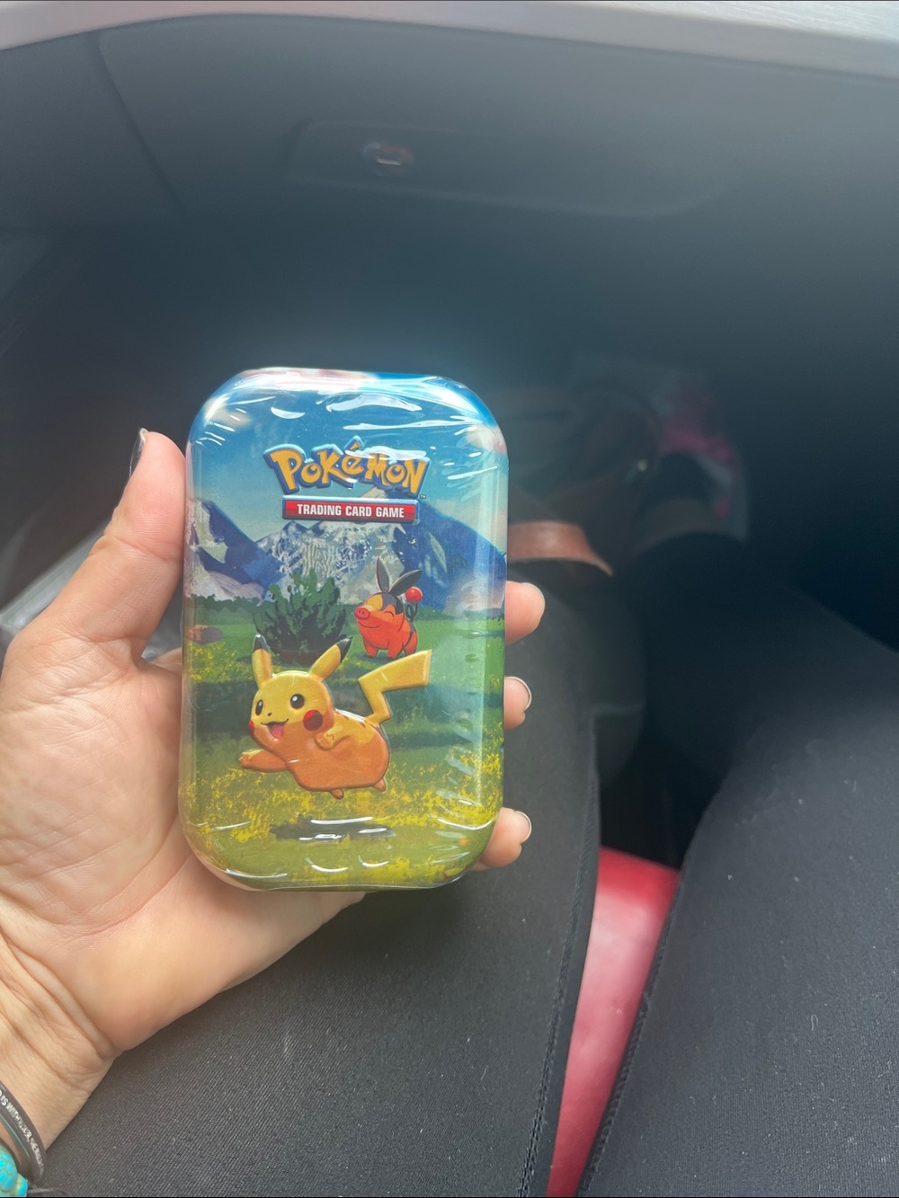 Pokemon Tin Case with Blue Sky and Yellow Pikachu Artwork